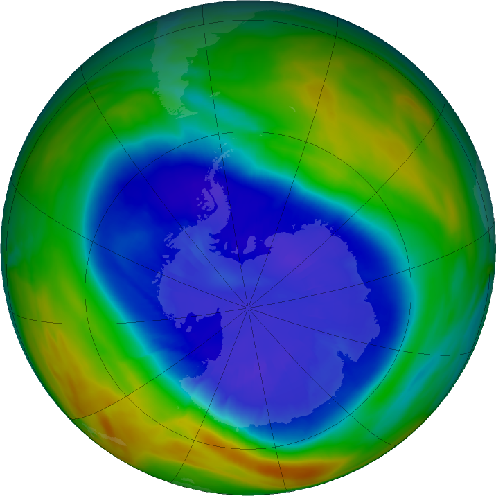 Antarctic ozone map for 10 September 2018
